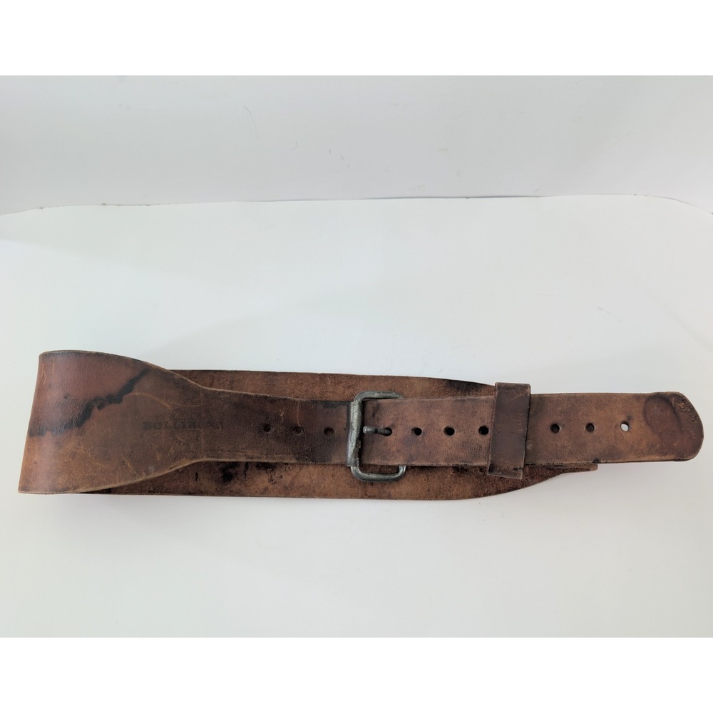 Vintage Brown Leather Kidney Belt Wide Distressed Motorcycle Work Lifting Mens
